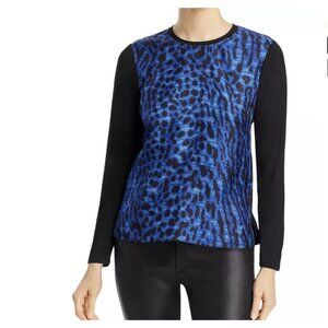 Kobi Halperin Ricki Contrast Animal Print Top Blue / Black ( S )